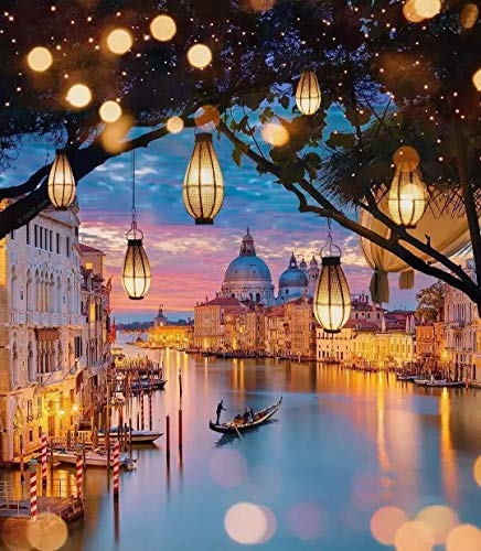 Paint by Numbers Castle DIY Oil Painting Paint by Number for Adults Kids Kit Students Beginner,Oil Painting Home Decoration for Bedroom 16x20 Inch-Night Venice