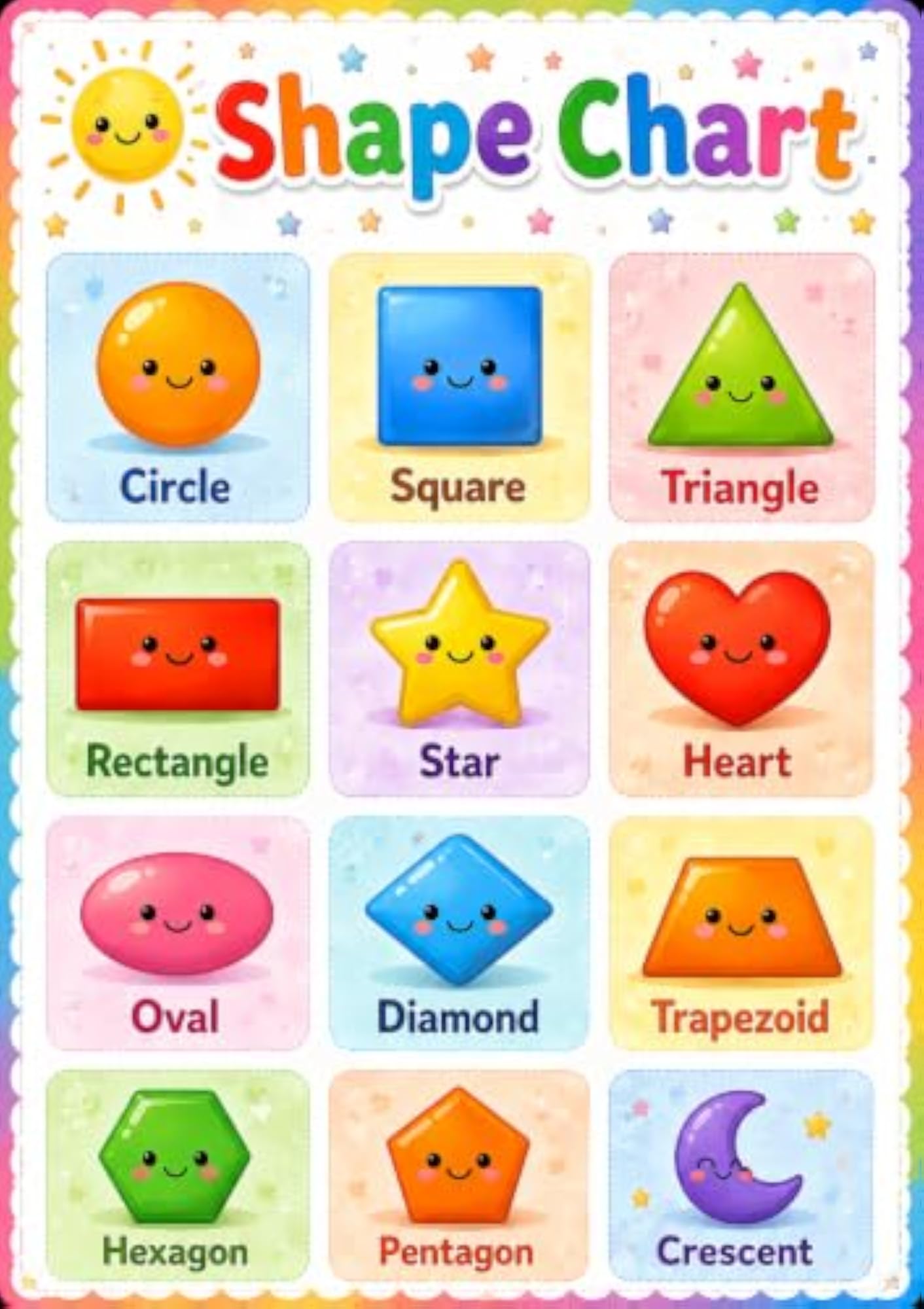 Kids Shape Chart A3 Wall Poster for Learning