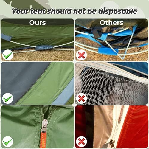 Pop Up Tent for 3 to 4 Person, Waterproof Dome Tent with Porch, Anti-UV Automatic Opening Double Layer Camping Tent Sun Shelter with Carrying Bag