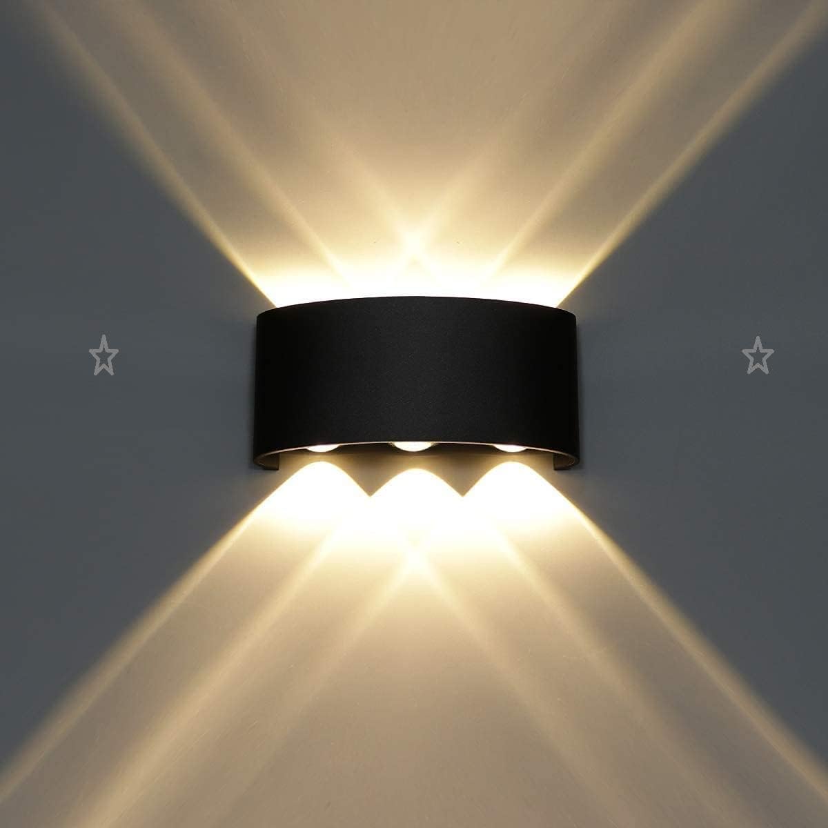 FILLISKA LED Outdoor UP Down Wall Light Warm White, IP-65 Waterproof & Shockproof Body(3+3)(Metal)