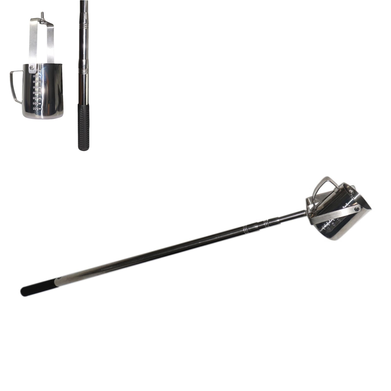 500ml Cuillère D'échantillonnage d'eau Télescopique à Long Manche,304 Acier Inoxydable Perche de Prélèvement D'échantillons d'eau avec Tasse Graduée(Size:1.23-5m/4-16.4ft)