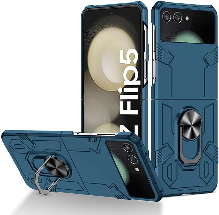Miniatura 9 de Asuwish Funda de teléfono para Samsung Galaxy Z Flip 5 5G 2023 con cubierta y soporte de anillo delgado híbrido protector móvil a prueba de golpes