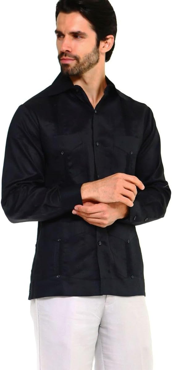 Mojito Collection Men's 2XL Guayabera Shirt Premium 100% Linen Long Sleeve