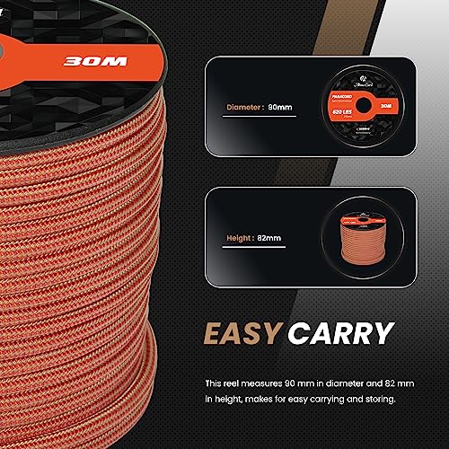 Abma Cord Paracord 620 lbs 4mm 9 Strands 100% Nylon 30M - Royal Throne, Stripes-royal Throne, 30 Meters - Image 2