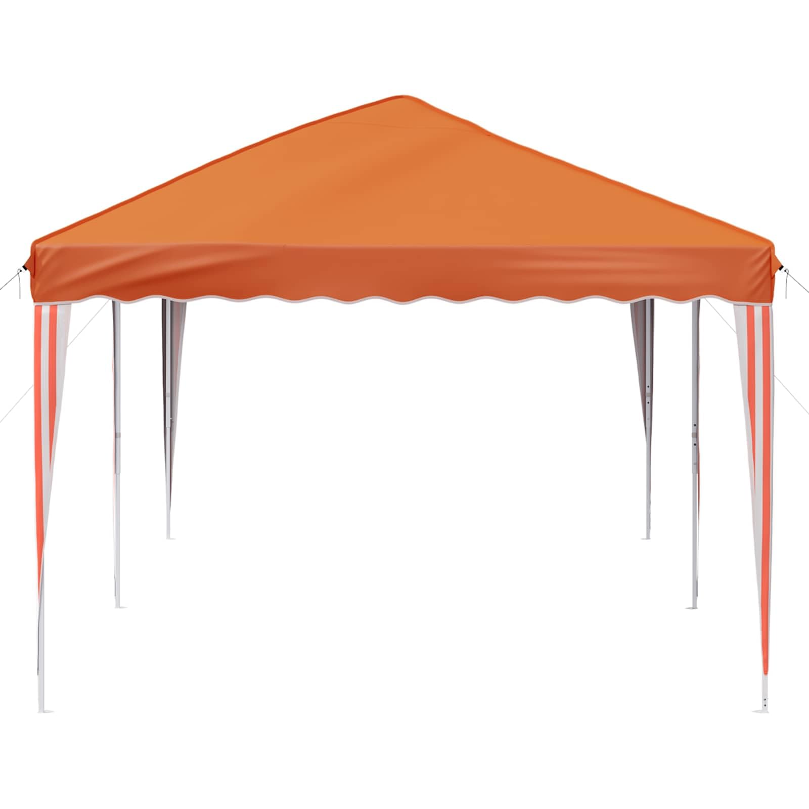 Namiot imprezowy Pop-up 575 x 290 x 245 cm, pomarańczowy, z malowaną proszkowo stalową ramą, odporny na warunki atmosferyczne, odporny na działanie promieni UV, składany i z regulacją