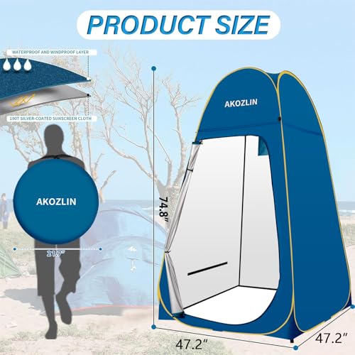Image of AKOZLIN Portable Pop Up Shower Tent Instant Privacy Dressing Changing Shelter Outdoor Shower Room Camp Toilet Tent 74.8 inch High