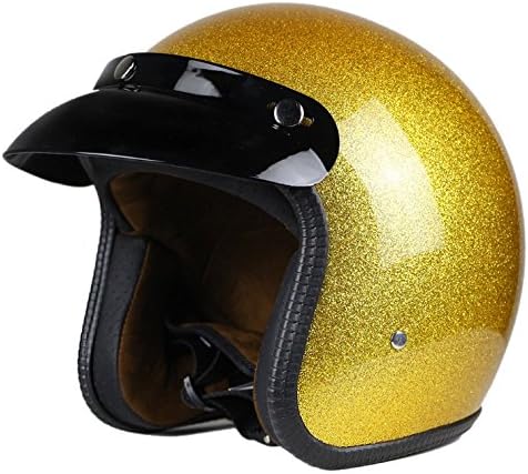Woljay 3/4 Open Face helmet, Motorcycle Helmet Flat Yellow (M)