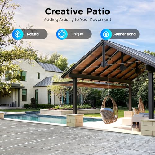 24\"x24\" Concrete Stamp Mats Set (4-Piece), Polyurethane Texturing Skins for Realistic Stone Patterns, Non-Slip Surface, DIY Patio/Walkway/Driveway Stamping Tools (Stone Texture) - Thumbnail 2