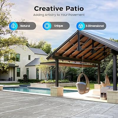 Concrete Texturing Skin, 24x24 Concrete Stamps Mats Set with 4 PCS Concrete Molds, Polyurethane Concrete Stamping Mats Waterproof Lightweight Slate Concrete Stamps Concrete Stamps for Walls/Floors