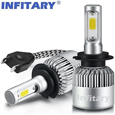 INFITARY H7 LED Headlight Bulbs High/Low Beam Fog Light Plug and Play Conversion Kit Auto Headlamp Car Head light 72W 6500K White 2bulbs/set
