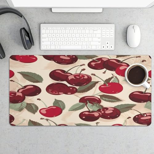 Mouse pad grande antideslizante con diseño cereza de goma miniatura 5