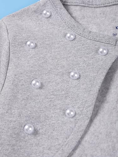 Image of KiddoPanti Girls Fleece Crop Length Shrug | Cotton Poly Fleece Fabric |Sequin Patch on Chest | Front Open Pearl Button Closure | Crop Length, Full Sleeve | Lightweigth & Breathable Girls Shrug