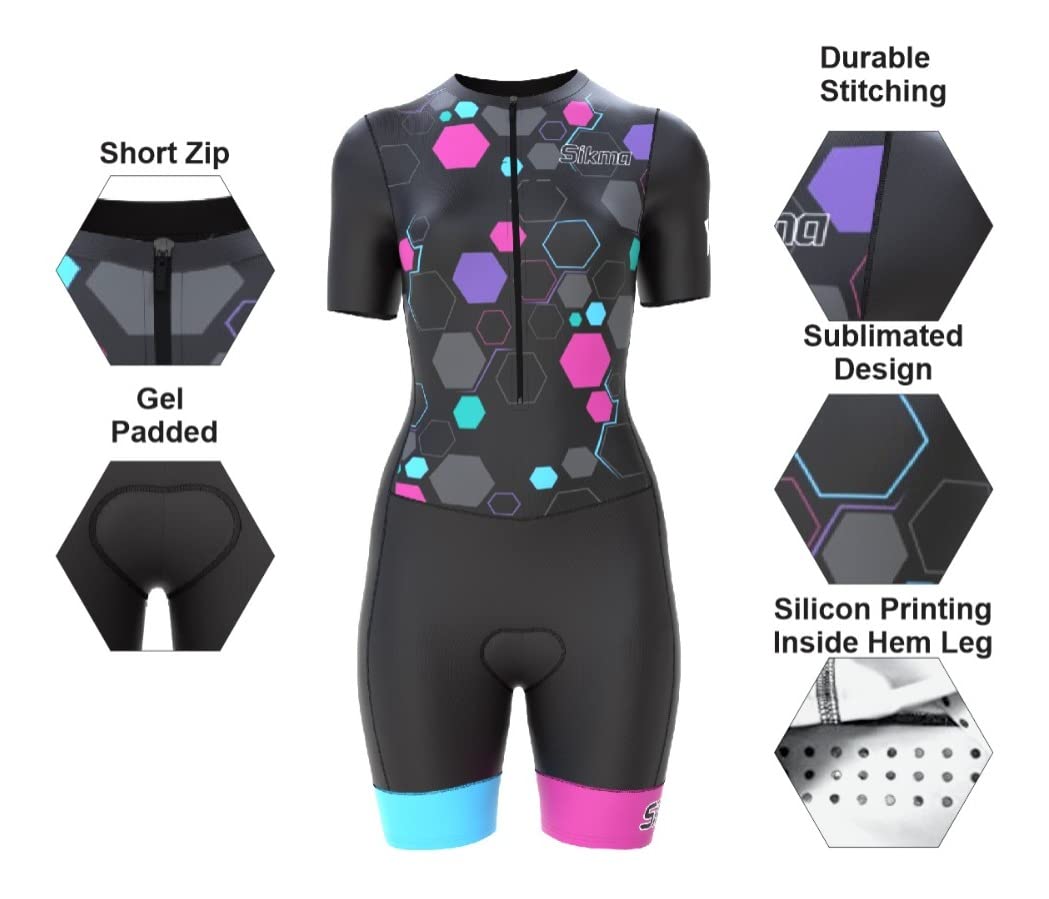 Ladies Cycling Skinsuit Women Padded One Piece Trisuit Bike Top Short Sublimated Design bib Short