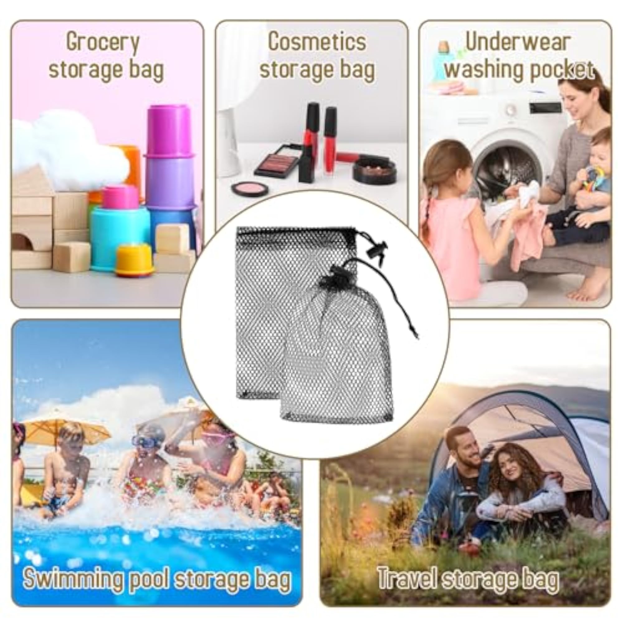 10PCS Small Mesh Drawstring Bags, Travel Storage Solution