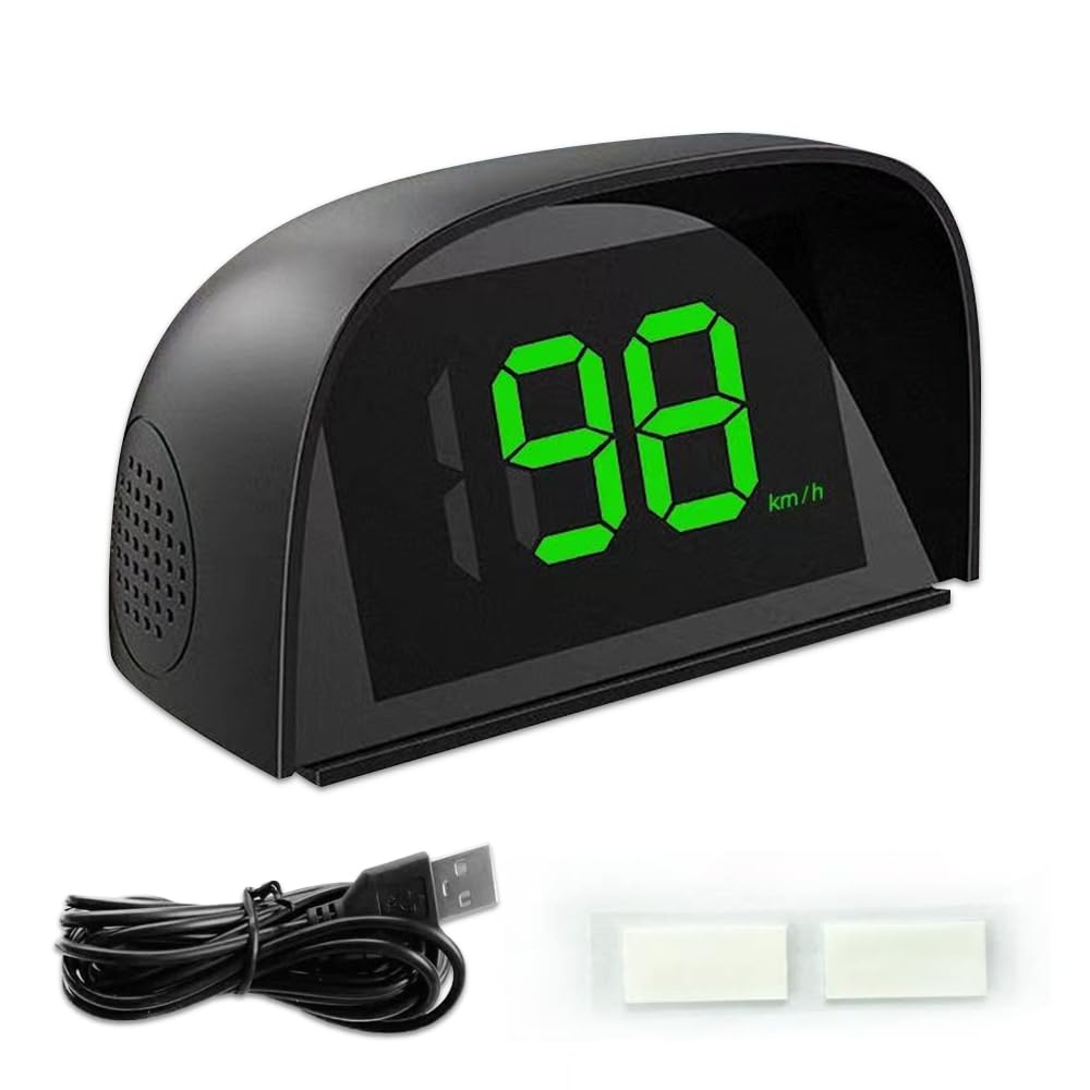 NICEWAT Universal Car HUD Head Up Display, KM/H LED Large Font Display GPS Digital Speedometer with USB Power Supply for New Energy Vehicles, Trams, Agricultural Vehicles, Motorbikes (Green)