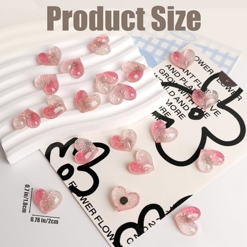 24 imanes decorativos en forma de corazón rosa miniatura 3