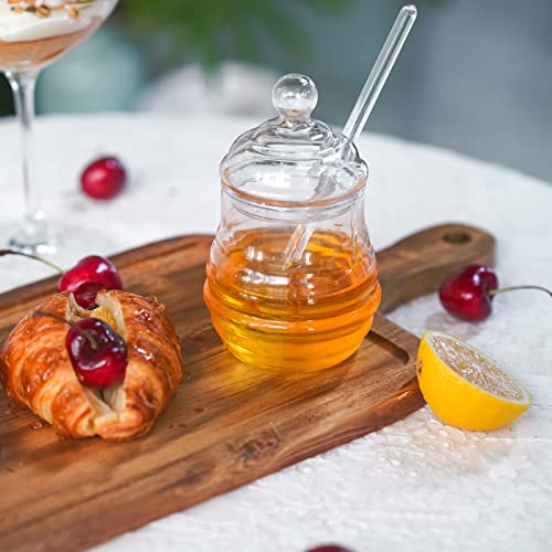 Ivolador Honey Jar With Dipper And Lid Glass Honey Pot Container Dispenser For Home Kitchen Store Honey And Syrup #TOP1