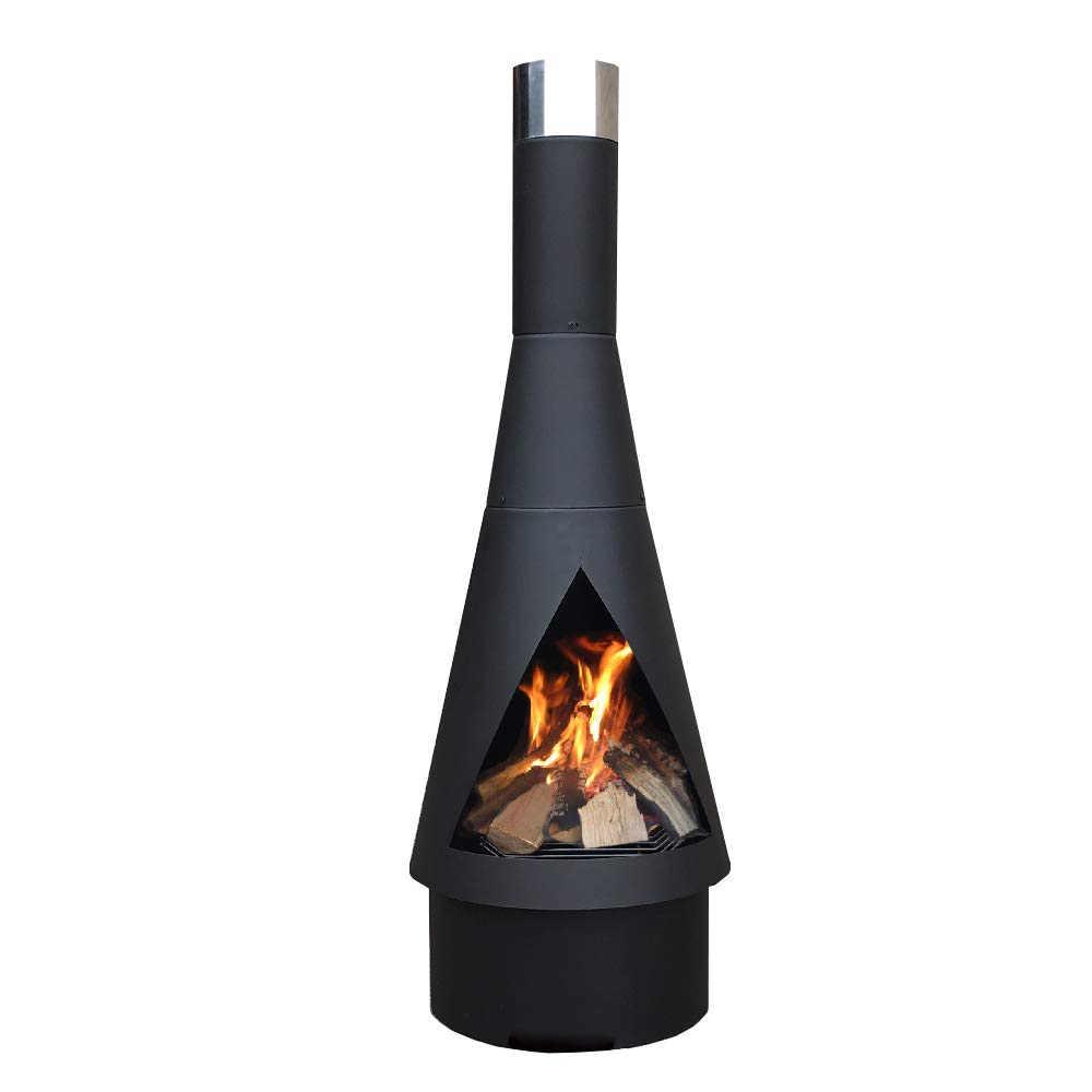 Yerd Gartenkamin Terrassenofen 125cm Black-Stahl Terrassenkamin Grill Edition