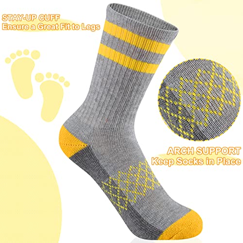 Comfoex Boys Crew Socks Half Cushioned Athletic Socks Cotton Calf Socks For Big Little Kids 6 Pairs4