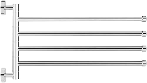 Miniatura 6 de Toallero giratorio montado en la pared, toallero de baño de acero inoxidable, soporte de toalla giratorio de 4 brazos, toallero de rotación múltiple