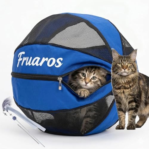 Fruaros Outdoor Cat Exercise Ball 2.0 Breathable Interactive Rolling Toy for Indoor & Outdoor Play Durable Lightweight Cat Play Ball for Exercise & Enrichment (Blue)