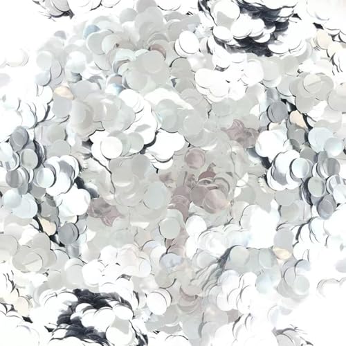 SLAXJNE Confettis Ronds Argentés 50G, Confettis De Décoration D'Anniversaire, Paillettes De Décoration De Fête, Remplissage De Ballons, Adaptés Aux Anniversaires, Fêtes