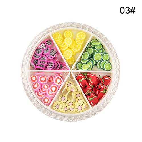 PIXNOR 4 Caixas de Frutas Padrão Nail Art Decoração Fatias Coloridas Diy Nail Art Decoração para Men