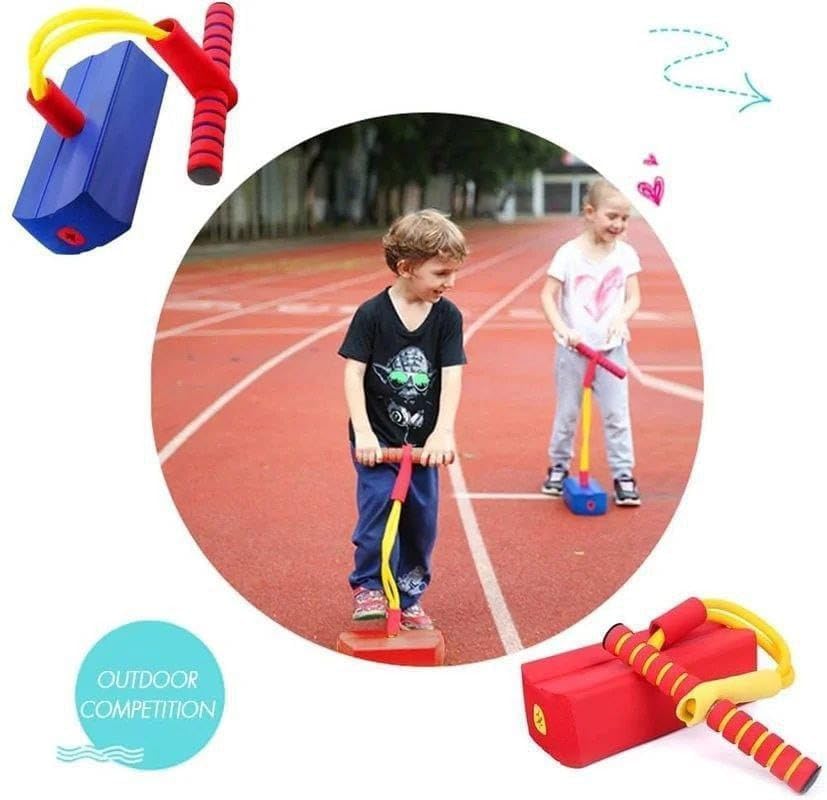 GLNRM Foam Stick Jumper for Kids - Bungee Jumper Outdoor Toy, Foam Bouncing Toy for Age 3 and Up, Squeaky Sounds Pogo Sticks, Great Gift for Boys and Girls, Multicolor (Pack of 1)