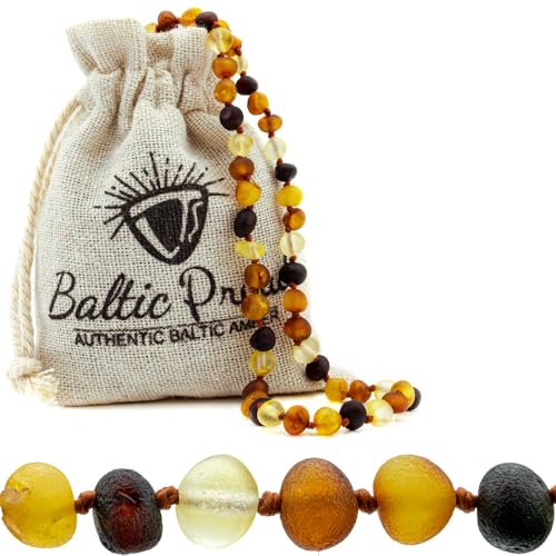 Baltic Proud Amber Necklace for Women and Men (Authentic, Certified) - 18 inches, Multi Raw (Unpolished) - Unisex Amber Jewelry for Adults - Bead Necklace3