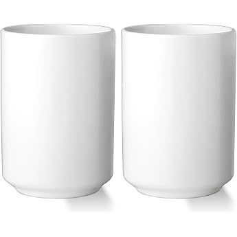 Set of 2 Tea Cups Ceramic Coffee Mugs Without Handle 240 ml Cups for Green Tea Coffee Moments White