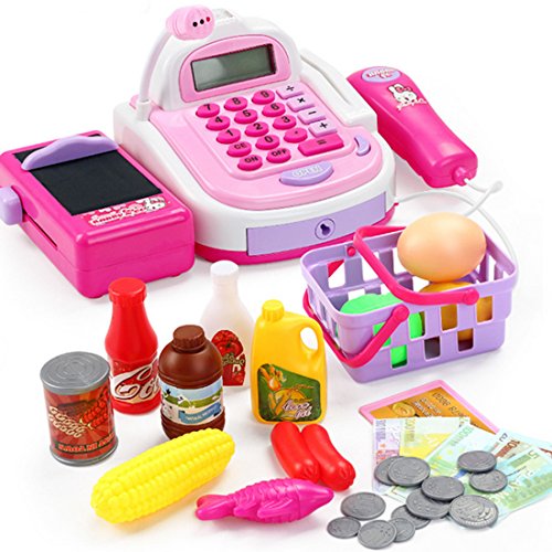 Supermarktkasse Kinder, Teckpeak Rollenspiele Spielzeug Kasse Registrierkasse Kassenstation Küchenspielzeug für Kinder Cover
