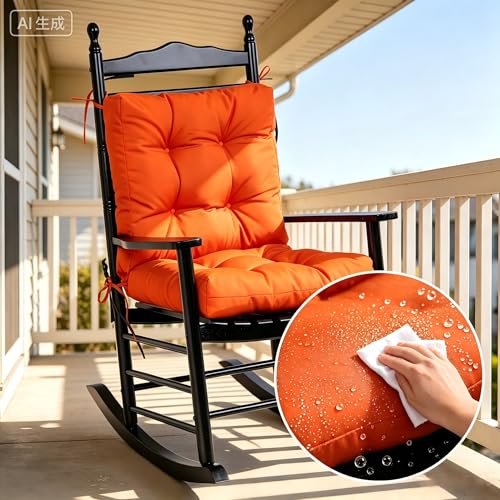 Image of QILLOWAY Outdoor Seat /Back Chair Cushion Tufted Pillow, Spring /Summer Seasonal Replacement Cushions. (Orange)