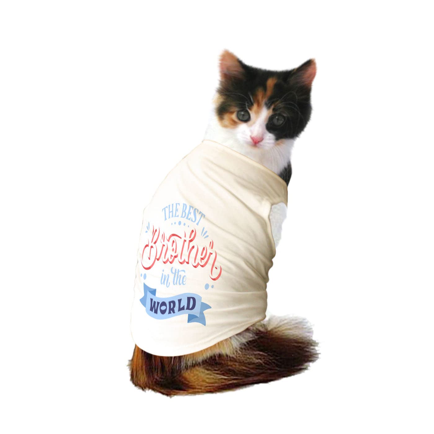 Ruse Pet Best Brother in The World Printed Cat Round Neck Sleeveless Vest Tank T-Shirt/Tees Apparel/Clothes/Tees Gift for Cats(White/M) (B0B8JHLZZW) Amazon Price History, Amazon Price Tracker