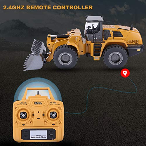 RC Excavadora, 2.4G 1:14 Control Remoto Completamente Funcional Tractor con Cargador Frontal Control Remoto Modelo eléctrico RC Camión Coche de Juguete Car Model Machine