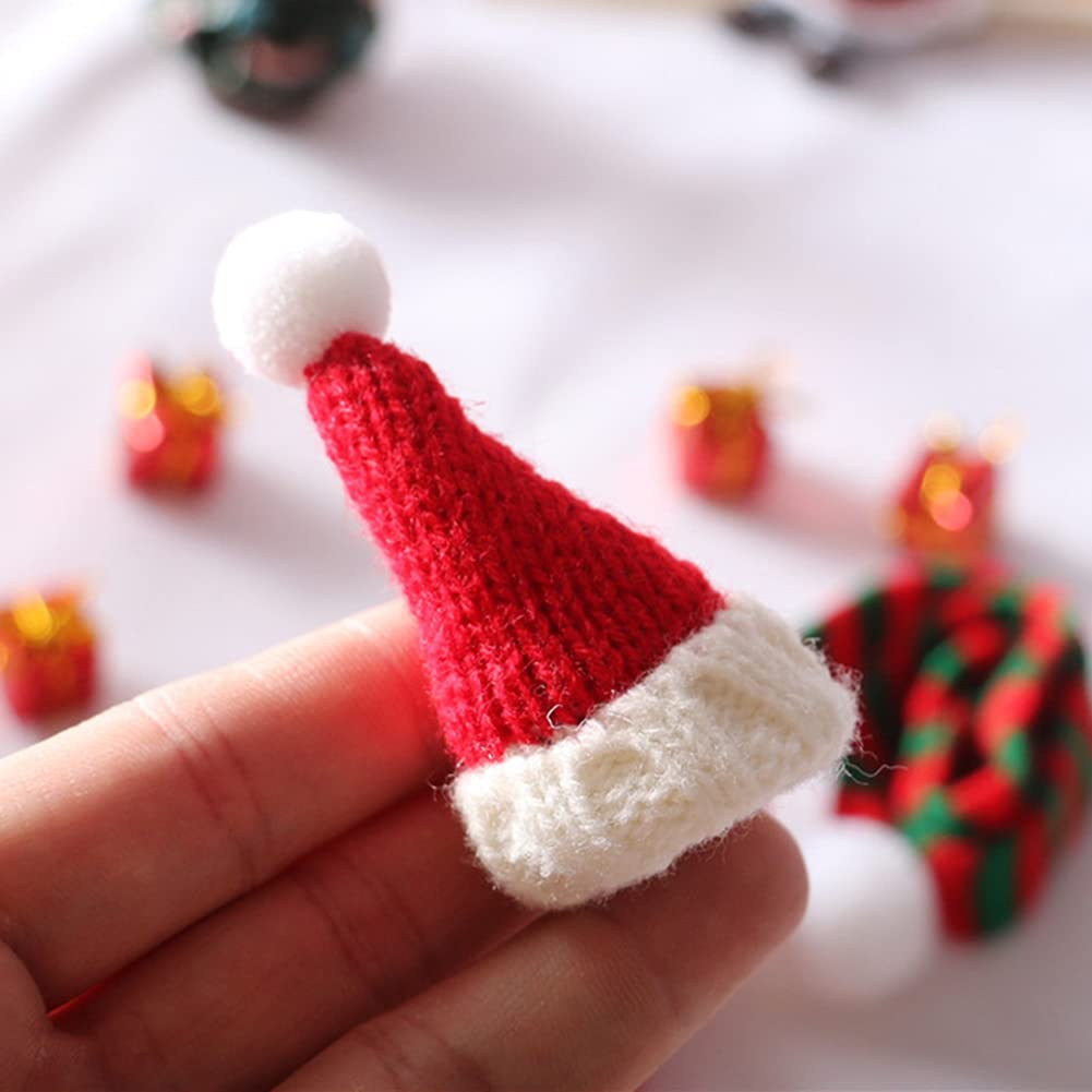 20 Pièces Mini Bonnets Et Écharpes De Noël En Tricot - Décoration DIY Pour Poupées, Sapin, Cadeaux - Rouge Et Vert