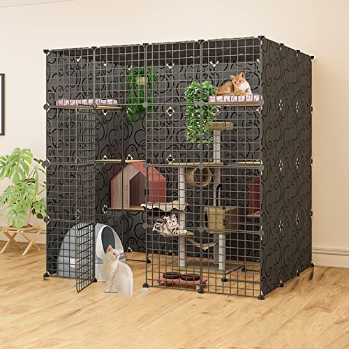 TXGJWRA Indoor Pet Cage,Collapsible Pet Cage,Portable Guinea Pig Cage,Cat Cage Extra Large,Wire Cat Cage,Easy to Assemble Cattery,147 * 111 * 146cm-B