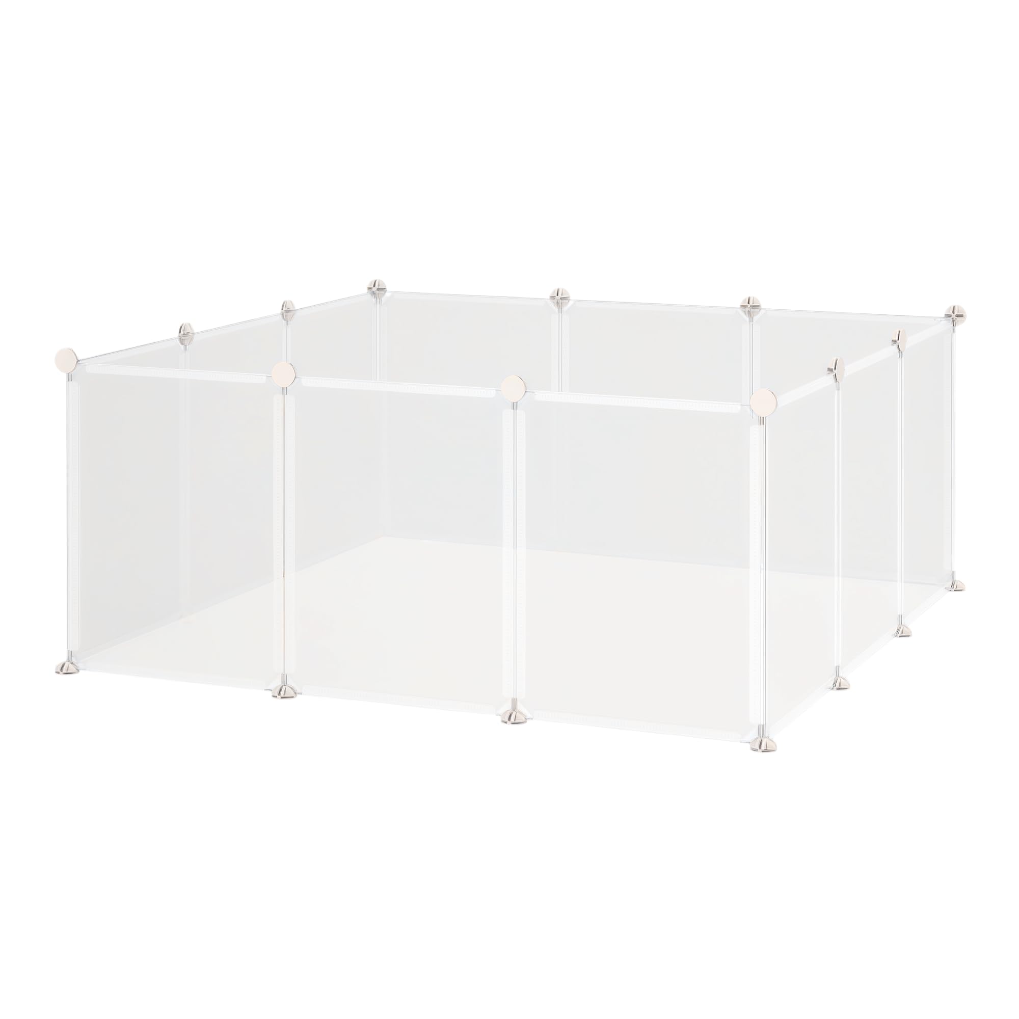 PawHut Recinto per Cuccioli e Piccoli Animali Modulabile in Metallo e PP, 12 Pannelli da 35x45cm Bianco