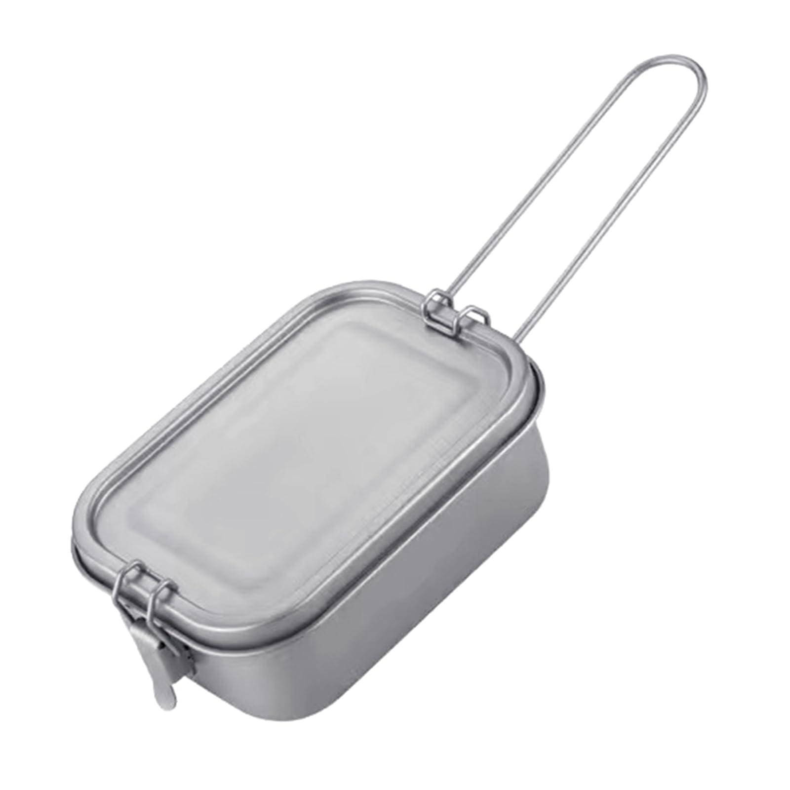 Contenedor portátil de aleación de Metal para Acampar Bentos, Rectangular, contenedor para Almuerzo, Caja de Almacenamiento de Alimentos, Utensilios de Cocina para Picnic, Plegable