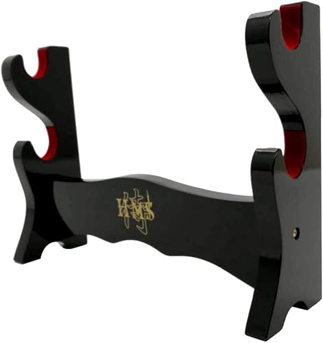 Miniatura 3 de Pie de mesa de madera negra laqueada Handmade Sword, para espadas katana o wakizashi, de lujo, cuadro titular de la visualización