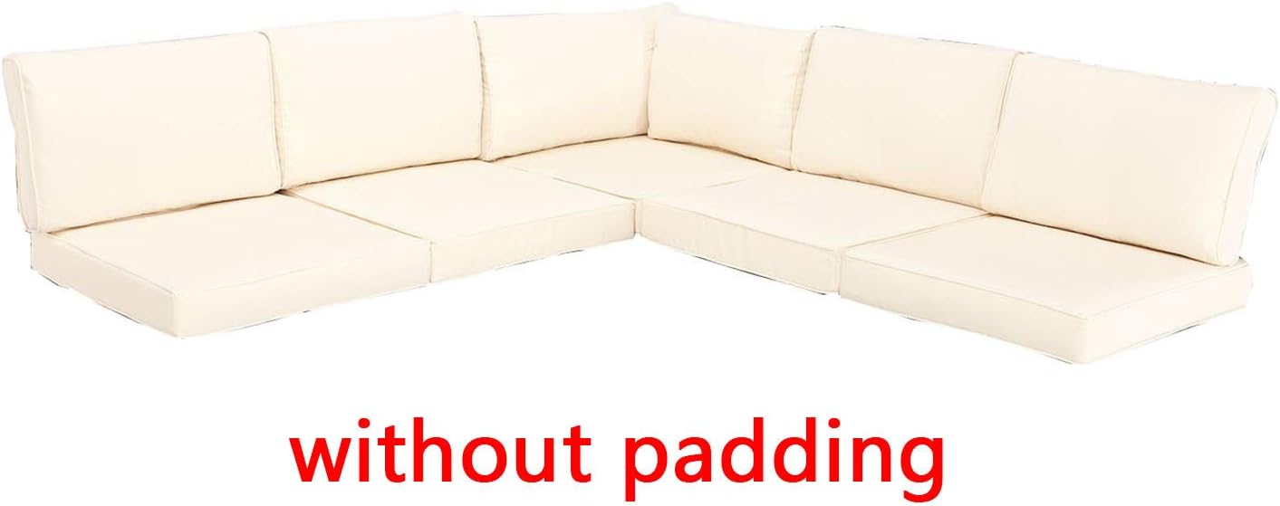 Do4U 6 Pieces Outdoor Sofa Patio Furniture Sectional Conversation Set Cushion Cover (Beige)