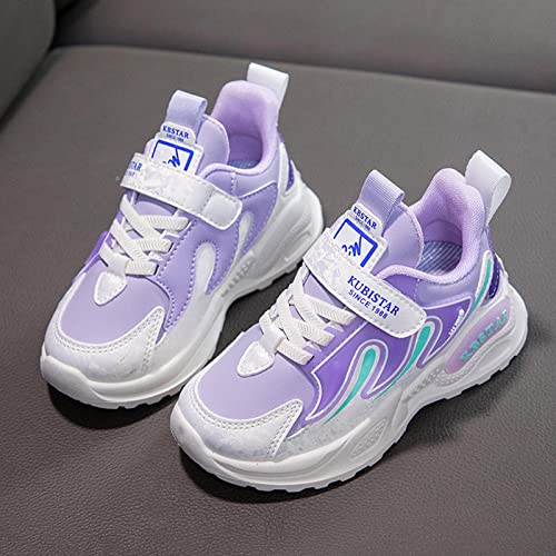 Fashion All Seasons Children Sports Shoes Girls Boys Flat Sole Thick Sole Non Slip Lace Up Cute Toddler Shoes for Girls (Purple, 4.5-5 Years Toddler)2