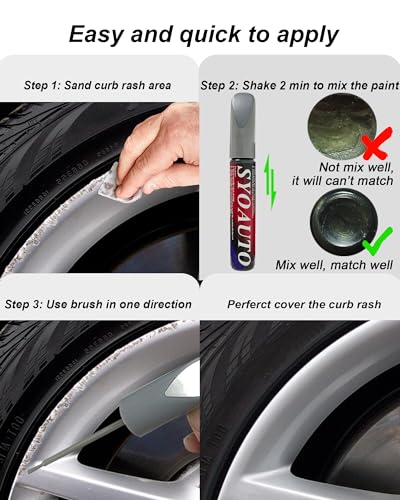 SYOAUTO Matte Black Rim Touch Up Paint For Tesla Model Y 20\" Induction Wheel Touch Up Paint Rim Scratch Repair Wheel Paint Curb Rash Paint Pen(Matte/Satin Black) - Thumbnail 4