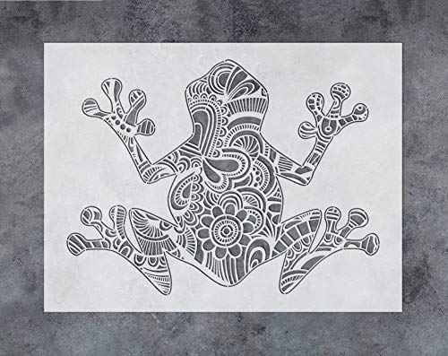 GSS Designs Frog Wall Decor Stencil - Mandala Frog Stencil (12x16 Inch) for Painting & Craft - Wall Furniture Window Fabric Wood Stencils -Reusable Template for Wall Decals(SL-029)