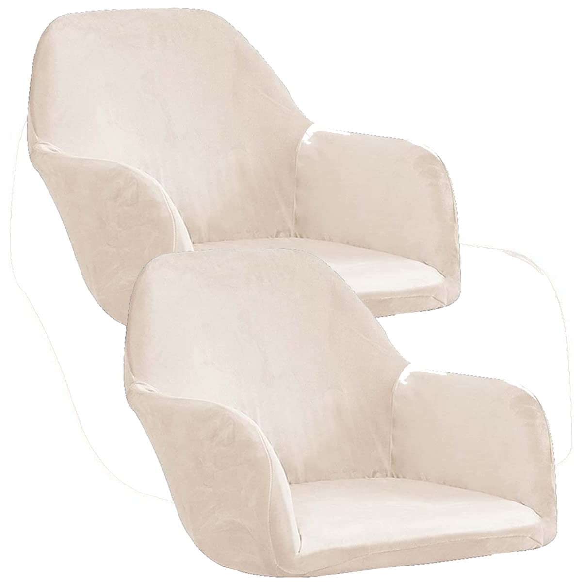 WJHDWYD Armchair Cover Elastic Chair Covers with Armrests Universal 1/2/4/6 Pieces Chair Slipcover for Office Dining Room Kitchen Modern(Beige Beige,2PCS)
