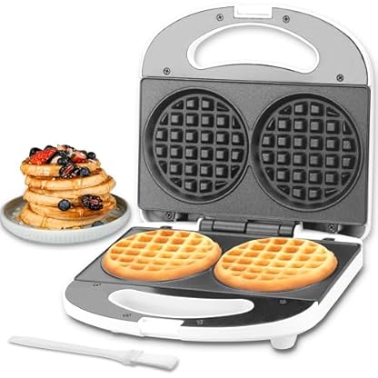 SugarWhisk Mini Waffeleisen Kinder, Doppelwaffeleisen, Kleines Waffeleisen mit Antihaftbeschichtung, Mini Waffle Maker, für Familienfeiern, Kindergeburtstage, Ostern oder Weihnachten, Weiß