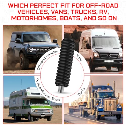 Image of SS-3H Black CB Antenna Spring Mount, Black Heavy Duty Stainless Steel CB Spring Fit for Up to 60 inch Long Standard 3 /8 inch x 24 Threads Mobile /in-Vehicle CB Radio Antenna Mount