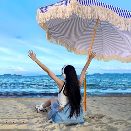 Sombrilla antiviento playa y jardín para disfrutar de la piscina exterior en días soleados 4