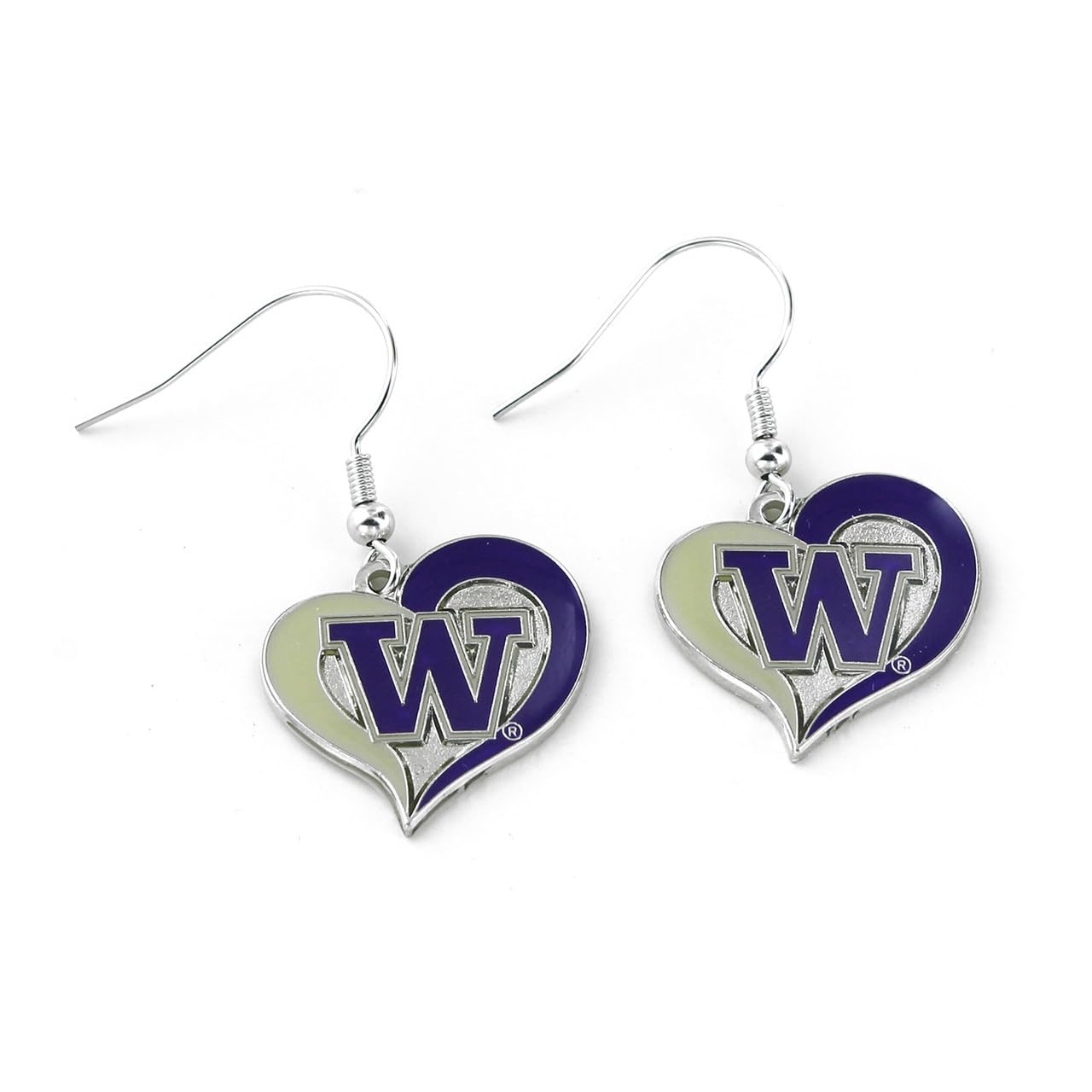 Aminco NCAA Washington Huskies Swirl Heart Earrings