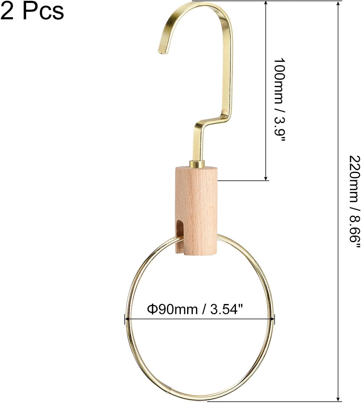 Home and Garden Parts 2Pcs 3.5 Inch Scarf Ring Hangers Circle Scarf Organizer 10cm Length Hook Gold #CN/251024/04781