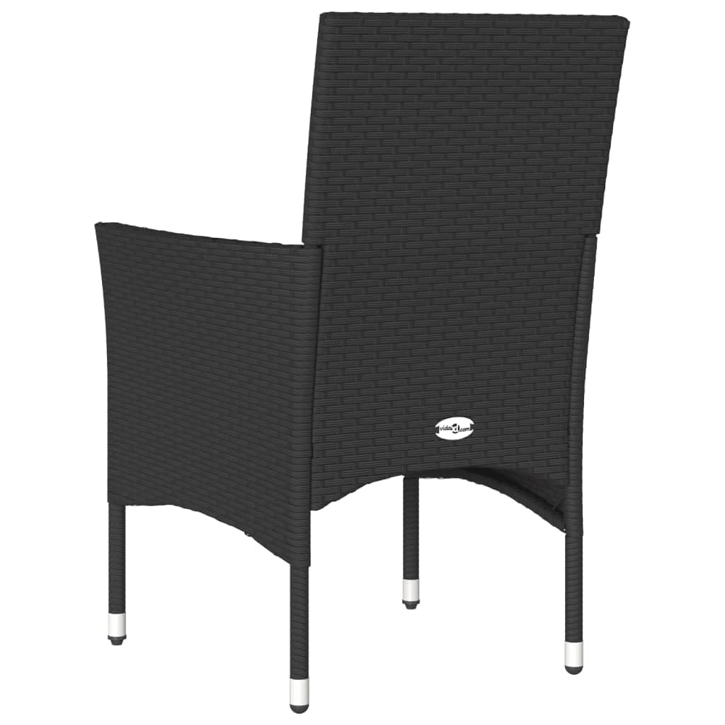 vidaXL Lot de 2 Chaises de Jardin avec Coussins, Sièges avec Accoudoirs, Fauteuils avec Dossier, Meubles de Terrasse, Moderne, Noir Résine Tressée